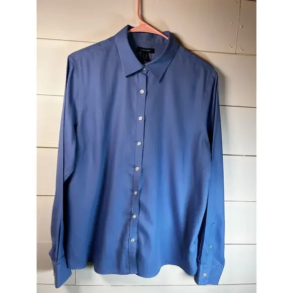 Lands End Shirt Mens, SIze 18 Blue Long Sleeve Traditional Fit Button Up - Picture 3 of 7